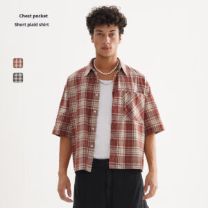 Loose Short Plaid Casual Fashion Short Sleeve Shirt