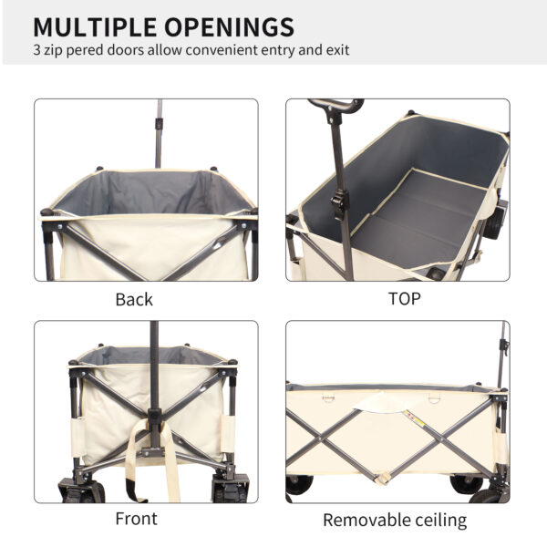 Folding Van, Heavy-duty Practical Beach Cart For Sand, With Large Wheels, Adjustable Handles And Drink Holders, Suitable For Shopping, Camping, Gardening And The Outdoors - Image 3