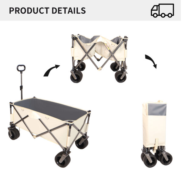 Folding Van, Heavy-duty Practical Beach Cart For Sand, With Large Wheels, Adjustable Handles And Drink Holders, Suitable For Shopping, Camping, Gardening And The Outdoors - Image 9