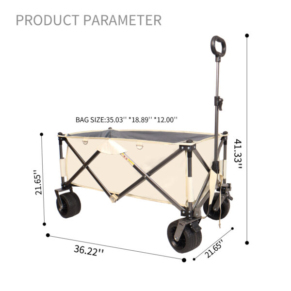 Folding Van, Heavy-duty Practical Beach Cart For Sand, With Large Wheels, Adjustable Handles And Drink Holders, Suitable For Shopping, Camping, Gardening And The Outdoors - Image 6