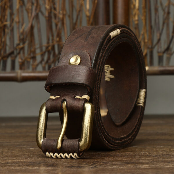 Handmade Retro First Layer Cow Leather Belt - Image 8