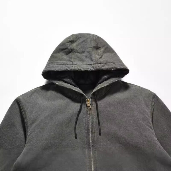 Vintage Worn Washed Hoodie With Drawstrings Jacket Loose Sweater Coat - Image 7