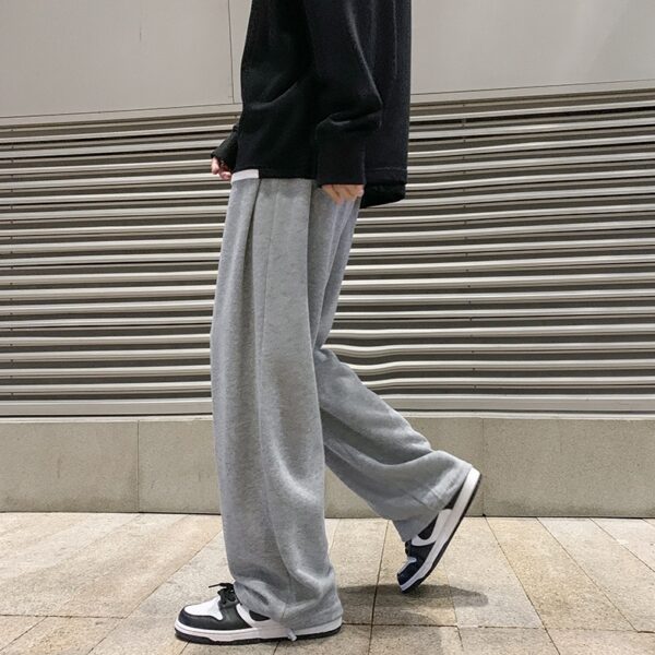 Straight Wide Leg Men's Knitted Track Sweatpants - Image 4