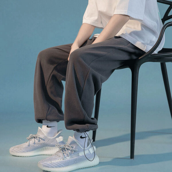 Straight Wide Leg Men's Knitted Track Sweatpants - Image 5