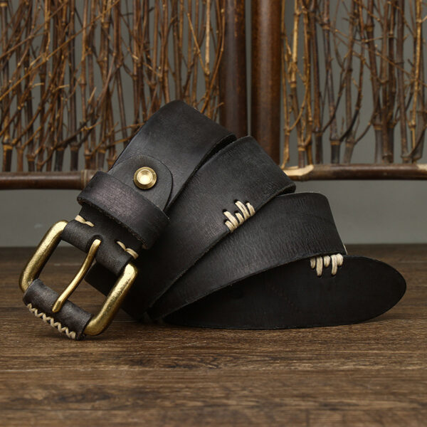 Handmade Retro First Layer Cow Leather Belt - Image 3