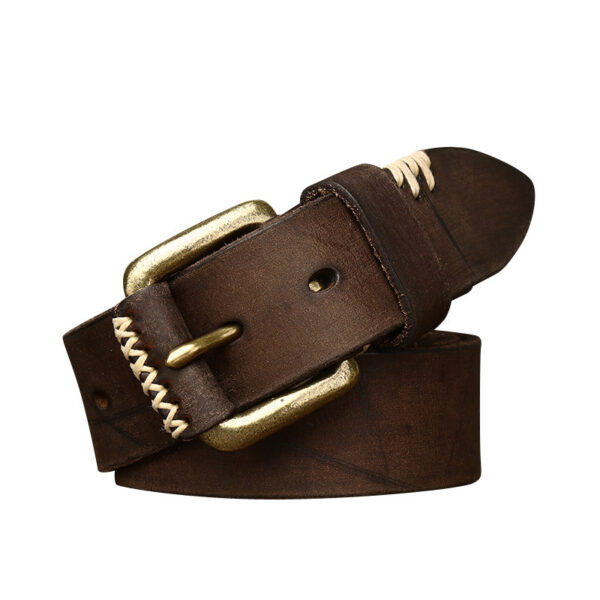 Handmade Retro First Layer Cow Leather Belt - Image 2