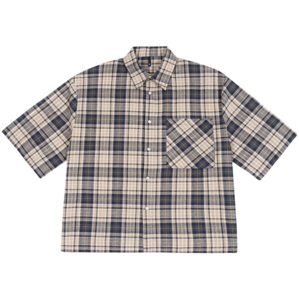 Loose Short Plaid Casual Fashion Short Sleeve Shirt - Image 2