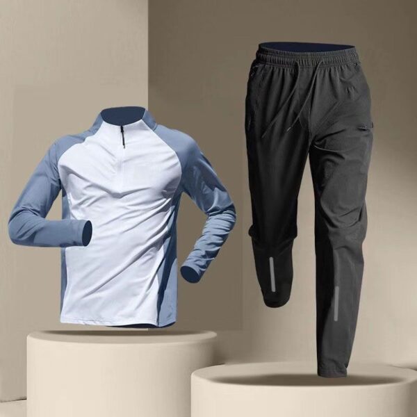 Half Zipper Training Wear Men's Quick Drying Clothes Long Sleeve Trousers Suit - Image 4