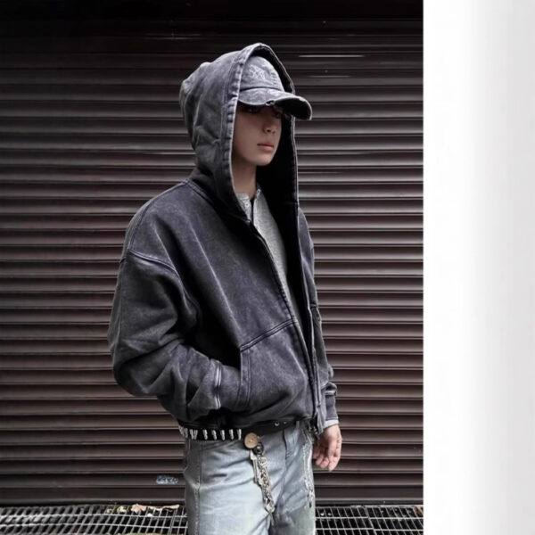 Men's Vintage Zipper Cardigan Casual Jacket - Image 9