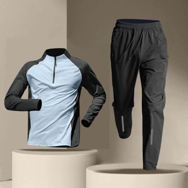 Half Zipper Training Wear Men's Quick Drying Clothes Long Sleeve Trousers Suit - Image 6