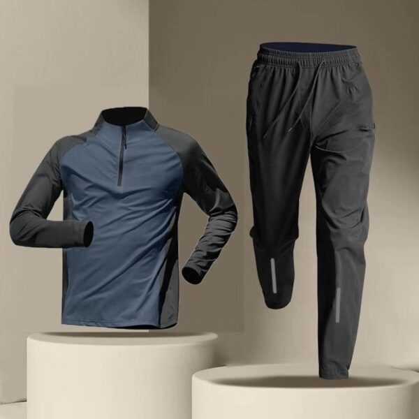 Half Zipper Training Wear Men's Quick Drying Clothes Long Sleeve Trousers Suit - Image 5