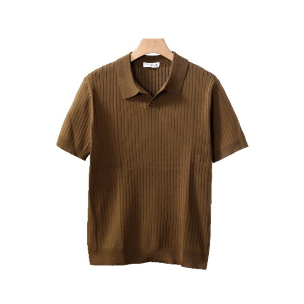 American Lapel Sunken Stripe Jacquard Sweater - Image 9