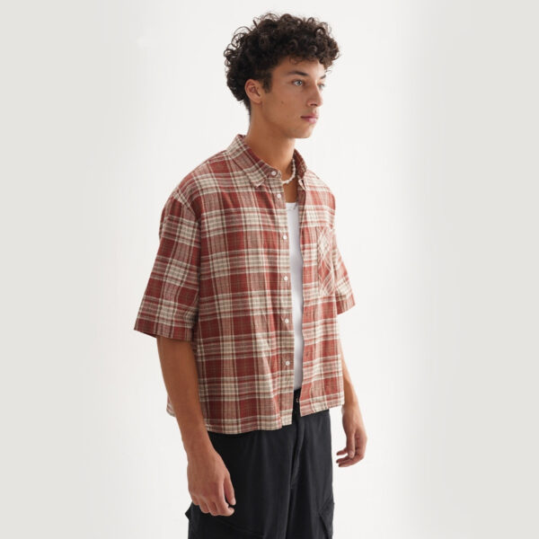 Loose Short Plaid Casual Fashion Short Sleeve Shirt - Image 4