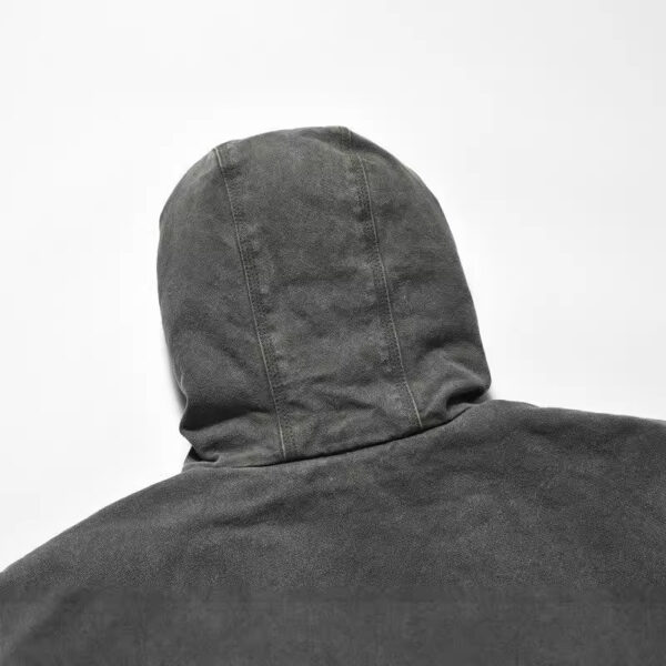 Vintage Worn Washed Hoodie With Drawstrings Jacket Loose Sweater Coat - Image 5
